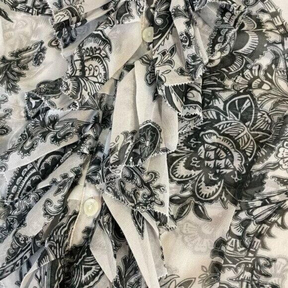 CAbi 731 Catherine Sheer Ruffle Paisley Blouse Small - Picture 4 of 5